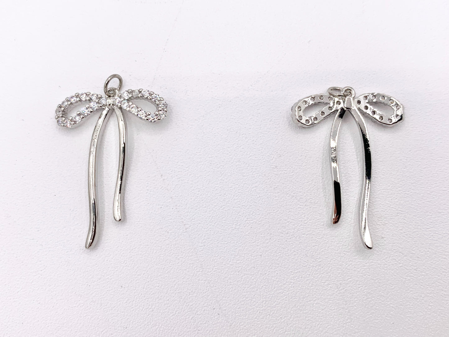Cute CZ Pave Bowtie Pendant in 18K Gold/Platinum Plated Over Copper 8PCS