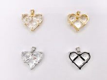 Cargar imagen en el visor de la galería, Cute Luxury CZ Heart Charms Real 18K Gold/Platinum Plated Micro CZ Pave Rhinestone Heart Pendant Over Brass 5 PCS
