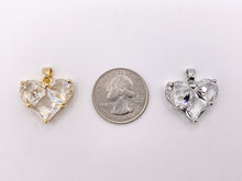 Cargar imagen en el visor de la galería, Cute Luxury CZ Heart Charms Real 18K Gold/Platinum Plated Micro CZ Pave Rhinestone Heart Pendant Over Brass 5 PCS
