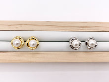 Cargar imagen en el visor de la galería, Freeform Pearl Earring Studs in Real 18K Gold/Silver Plated Over Copper 4 PAIRS
