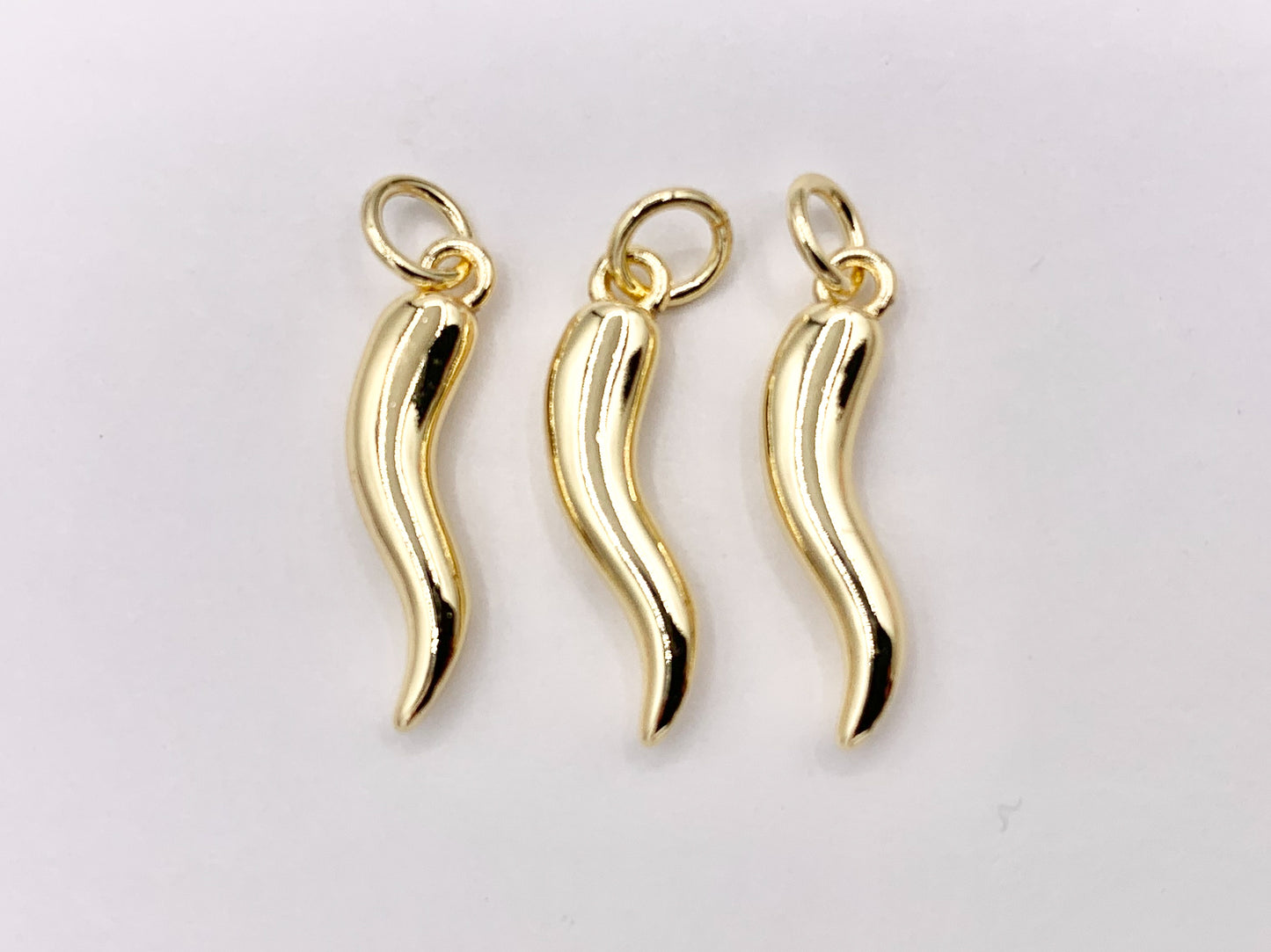 Cute Gold And Red Enamel Pepper Charms Fruit/Veggie Charms in 18K Gold Plated Over Copper