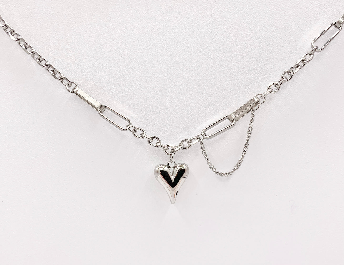 Delicate Dangle Heart Pendant Necklace Gold/Silver Plated Stainless Steel Finished Necklace 16" with Extension Link