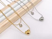 Cargar imagen en el visor de la galería, 1 Set Delicate Heart Necklace Gold/Silver Plated Stainless Steel Dainty Flexible Minimalist Finished Necklace 16&quot; with Extension Link
