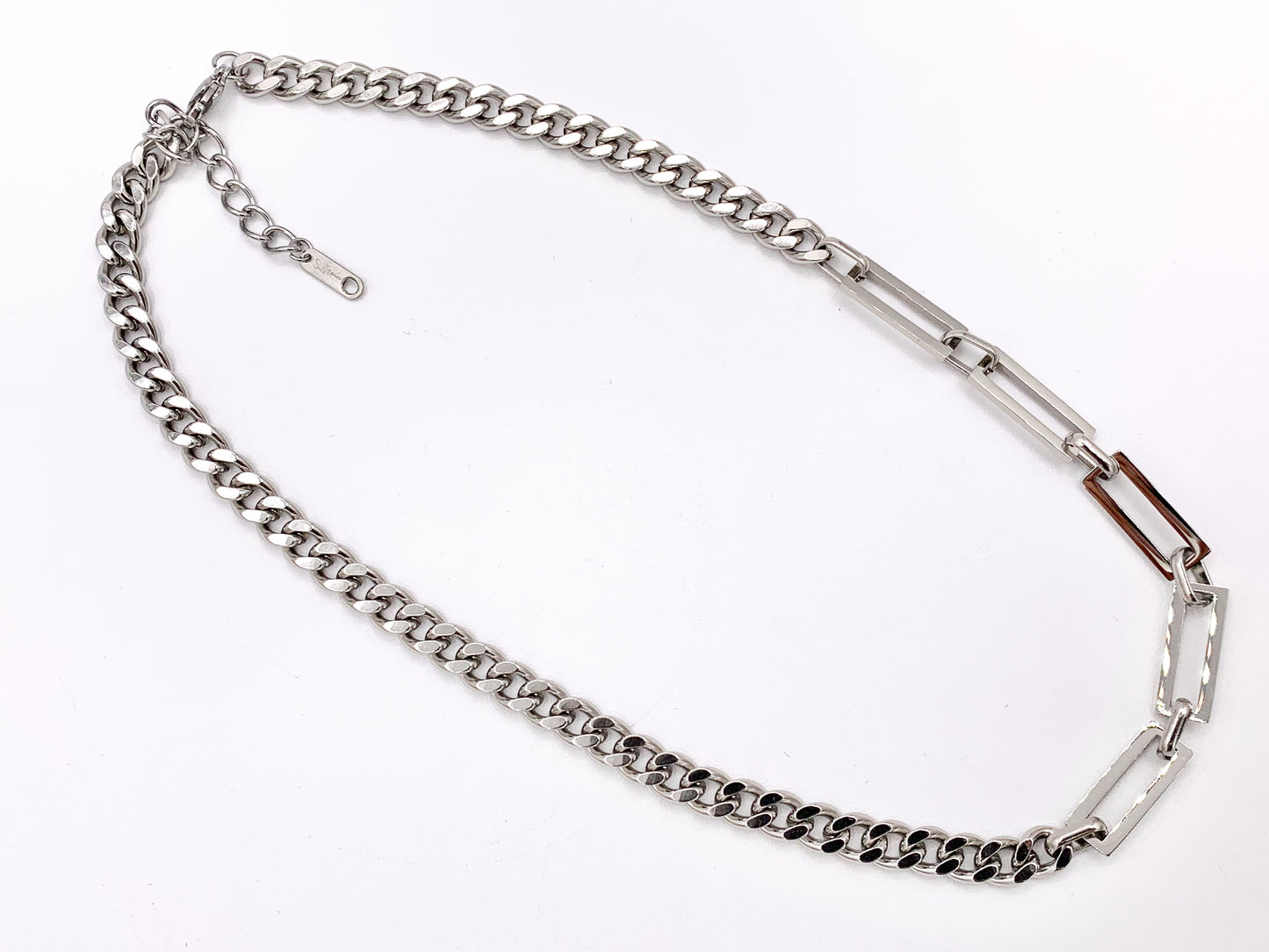 Chunky Curb Necklace Gold/Silver Plated Stainless Steel Finished Necklace 16" with Extension Link