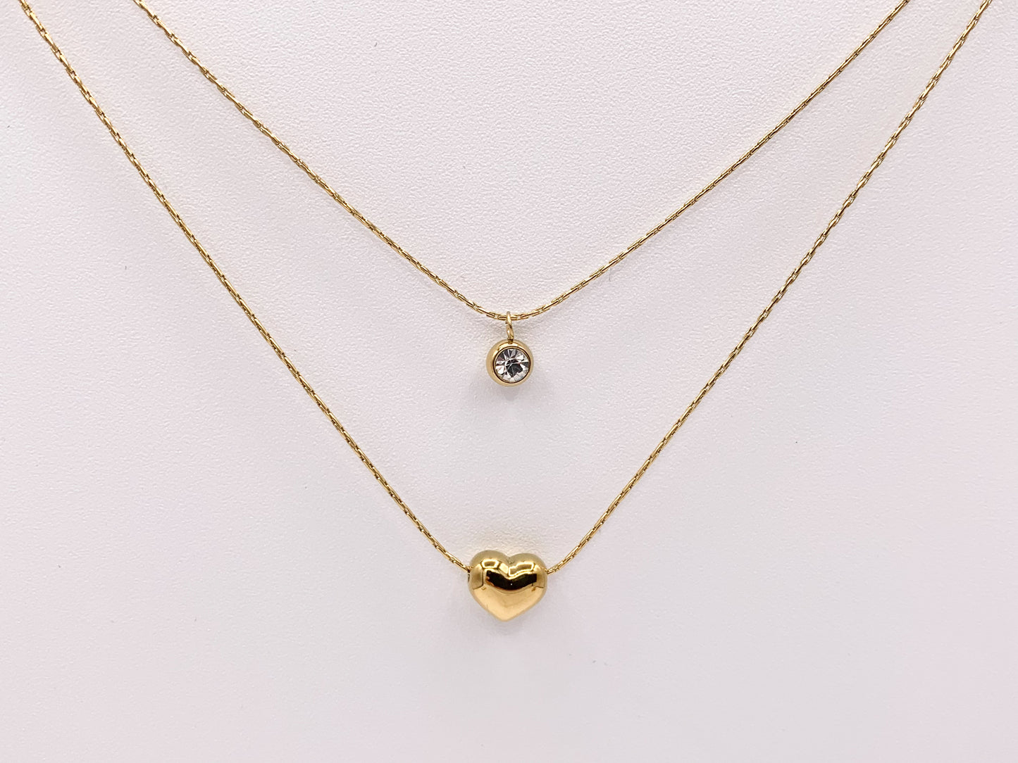 1 Set Delicate Heart Necklace Gold/Silver Plated Stainless Steel Dainty Flexible Minimalist Finished Necklace 16" with Extension Link