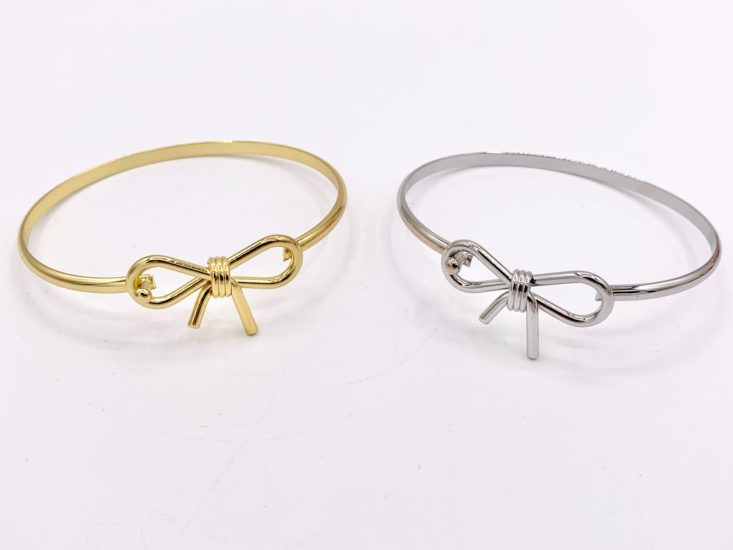 Cute Bow Tie Front Open Bracelet Cuffs in Real Gold/Platinum 18K Plated Copper 3 PCS