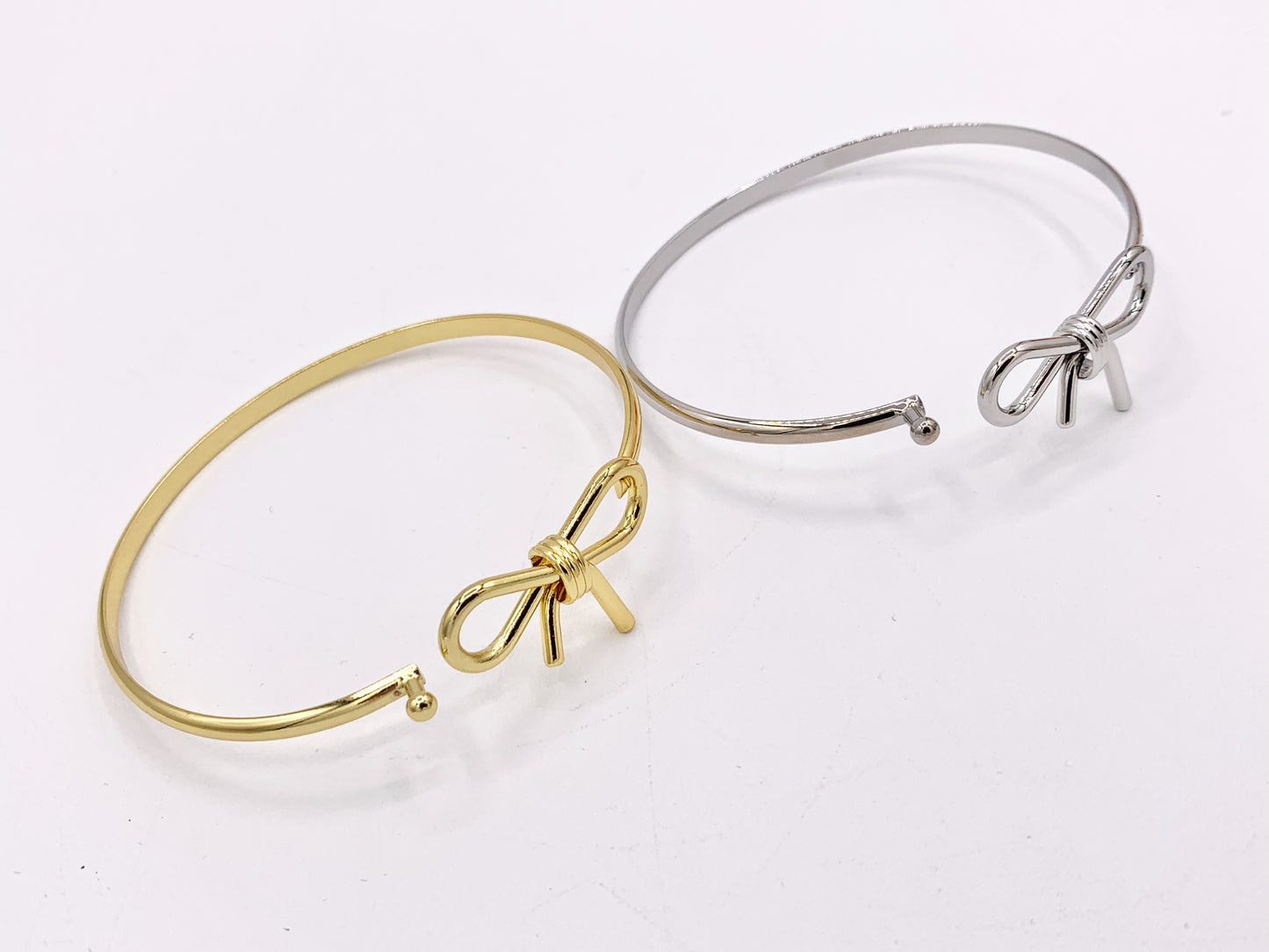 Cute Bow Tie Front Open Bracelet Cuffs in Real Gold/Platinum 18K Plated Copper 3 PCS
