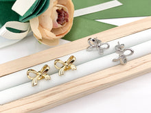 Load image into Gallery viewer, Cute Bowtie Earring Studs in 18K Gold/Platinum Plated Over Copper Earrings 4 PAIRS
