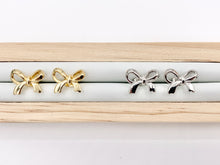 Load image into Gallery viewer, Cute Bowtie Earring Studs in 18K Gold/Platinum Plated Over Copper Earrings 4 PAIRS
