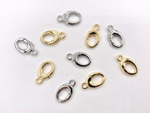 Load image into Gallery viewer, Cute Dainty Minimalist Oval Clasps in Real Gold/Platinum Plated Over Brass 10 PCS
