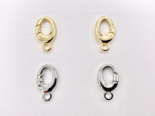 Load image into Gallery viewer, Cute Dainty Minimalist Oval Clasps in Real Gold/Platinum Plated Over Brass 10 PCS
