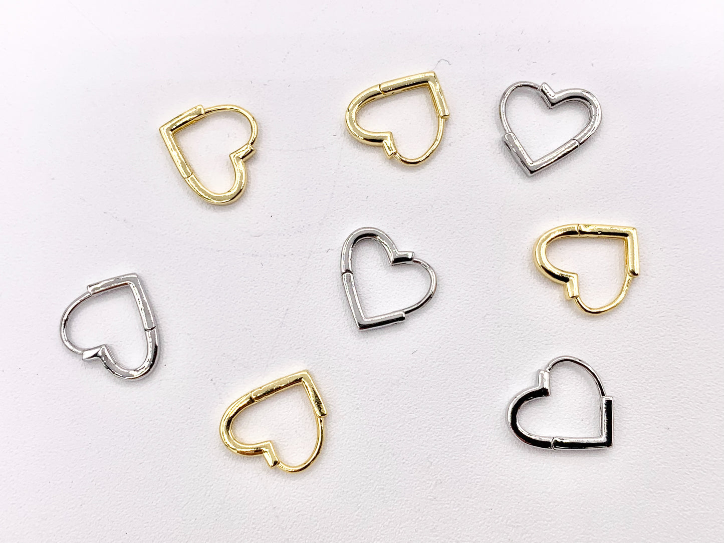 Dainty Heart 13mm Earring Huggies in 18K Gold or Silver Plated Copper 5 PAIRS