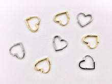 Cargar imagen en el visor de la galería, Dainty Heart 13mm Earring Huggies in 18K Gold or Silver Plated Copper 5 PAIRS
