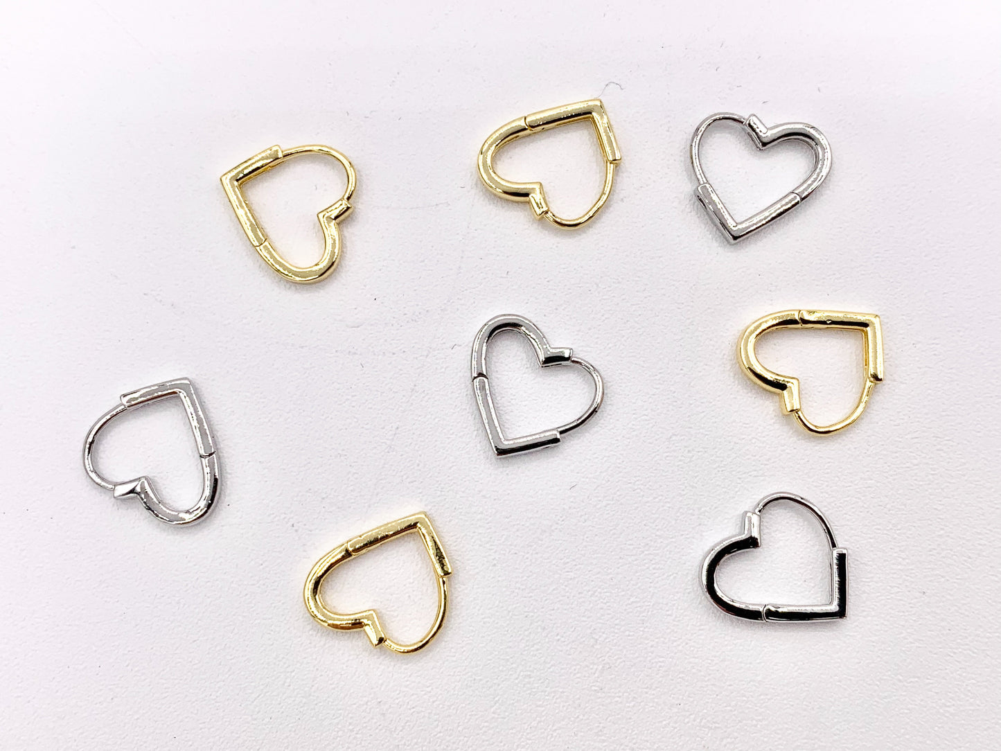 Dainty Puffy Heart Earring Huggies in 18K Gold or Silver Plated Copper 5 PAIRS