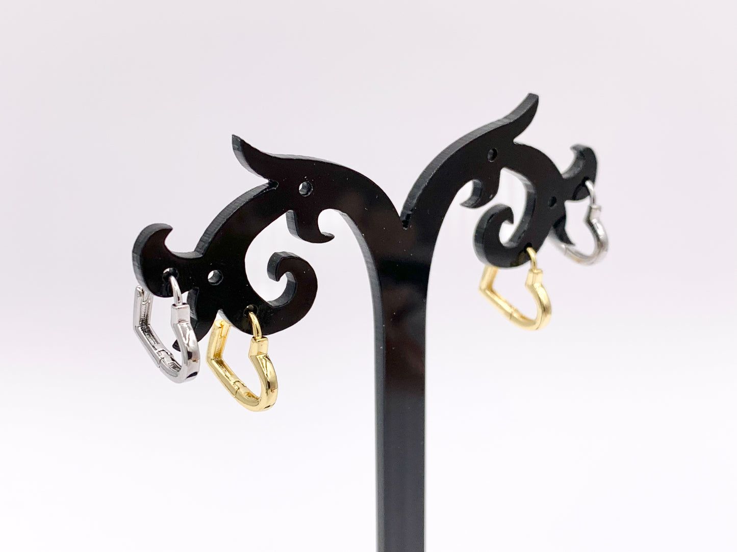 Dainty Heart 13mm Earring Huggies in 18K Gold or Silver Plated Copper 5 PAIRS