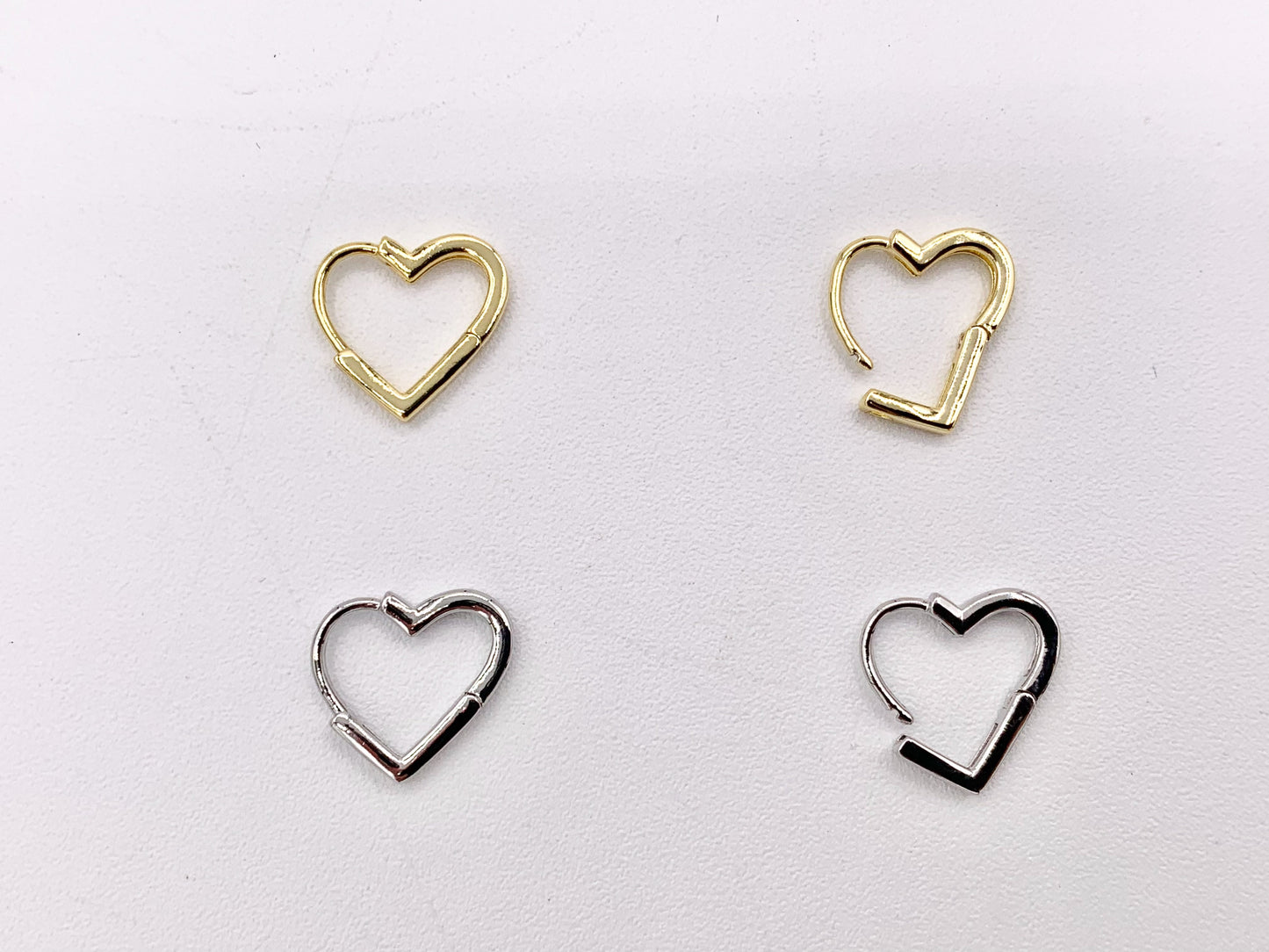 Dainty Puffy Heart Earring Huggies in 18K Gold or Silver Plated Copper 5 PAIRS