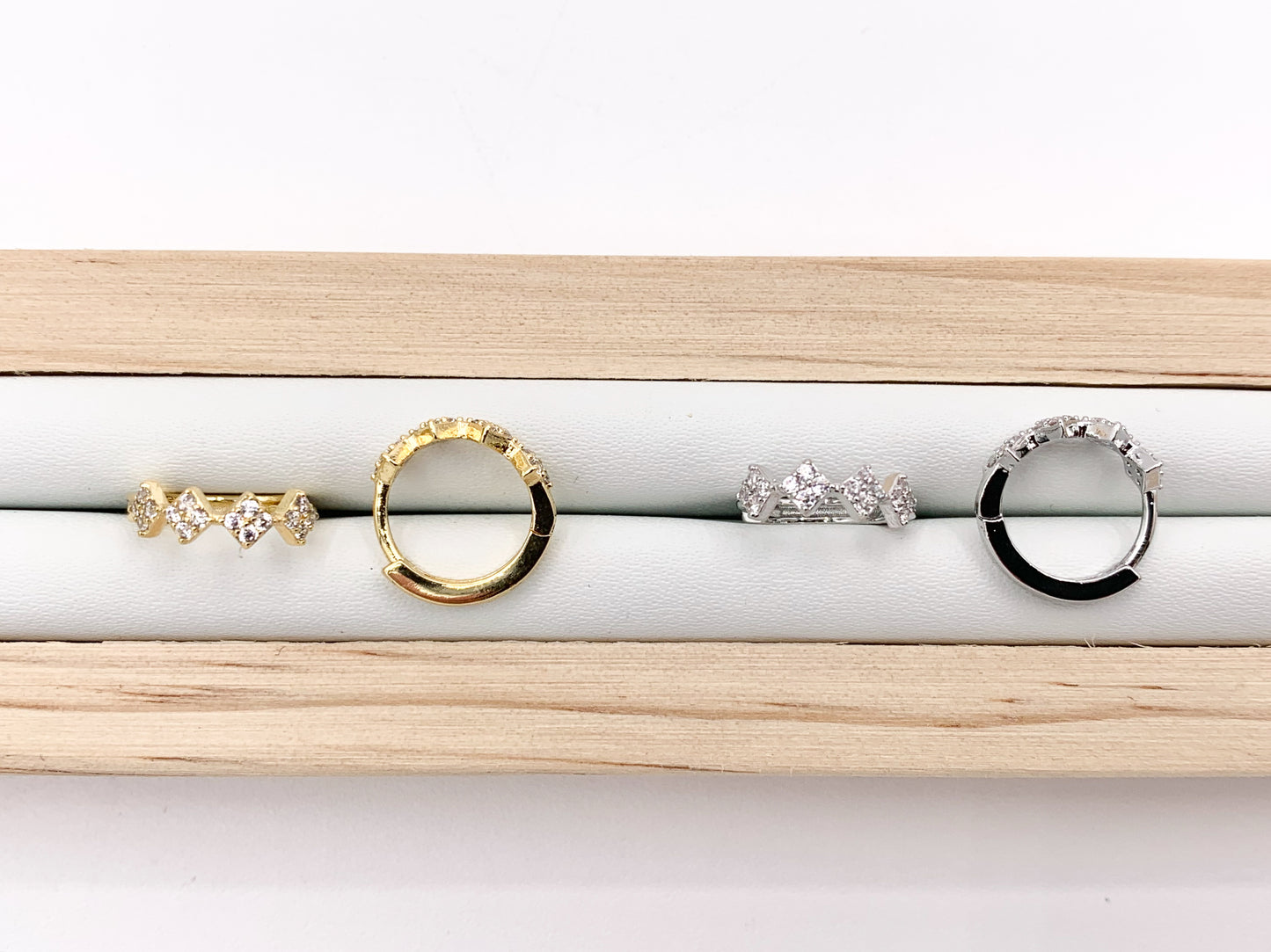 CZ Pave Diamonds Cute Little Earring Huggies in 18k Gold or Silver plated Copper 5 PAIRS