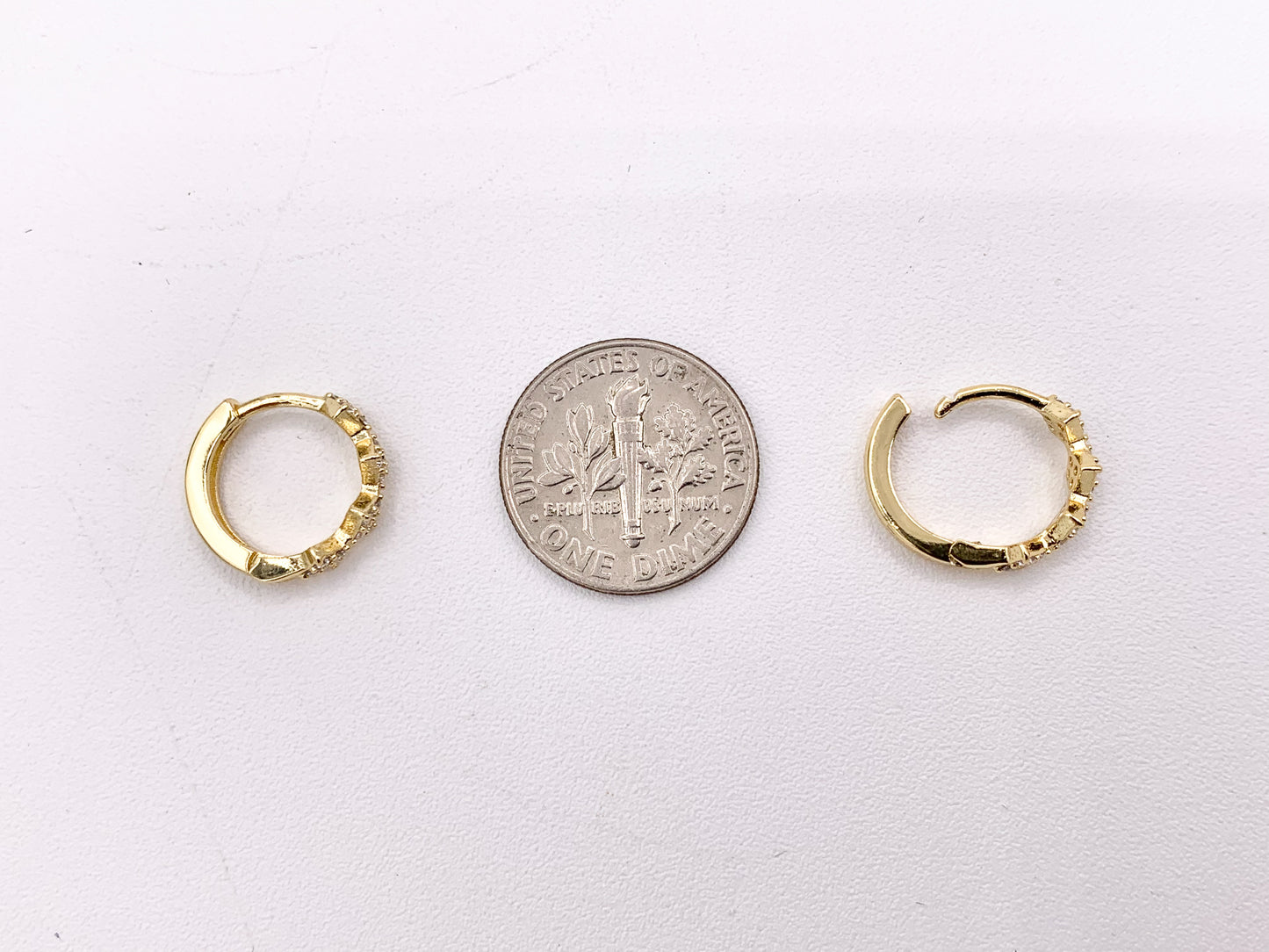 CZ Pave Diamonds Cute Little Earring Huggies in 18k Gold or Silver plated Copper 5 PAIRS