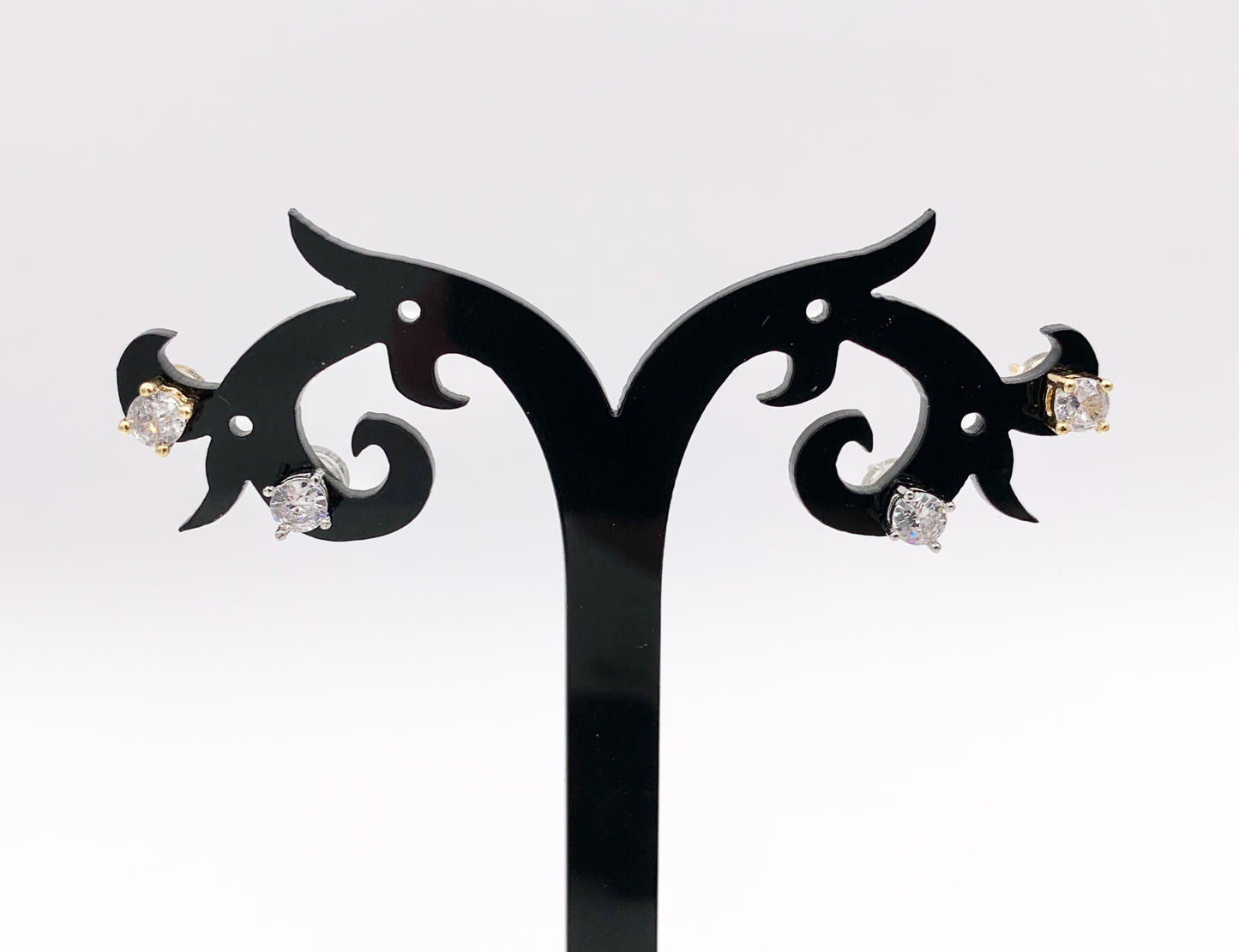 Cute Tiny CZ Minimalist Simple Earring Studs in Rhinestone CZ Pave Designed in 18K Gold or Silver Plated Copper 10 PAIRS