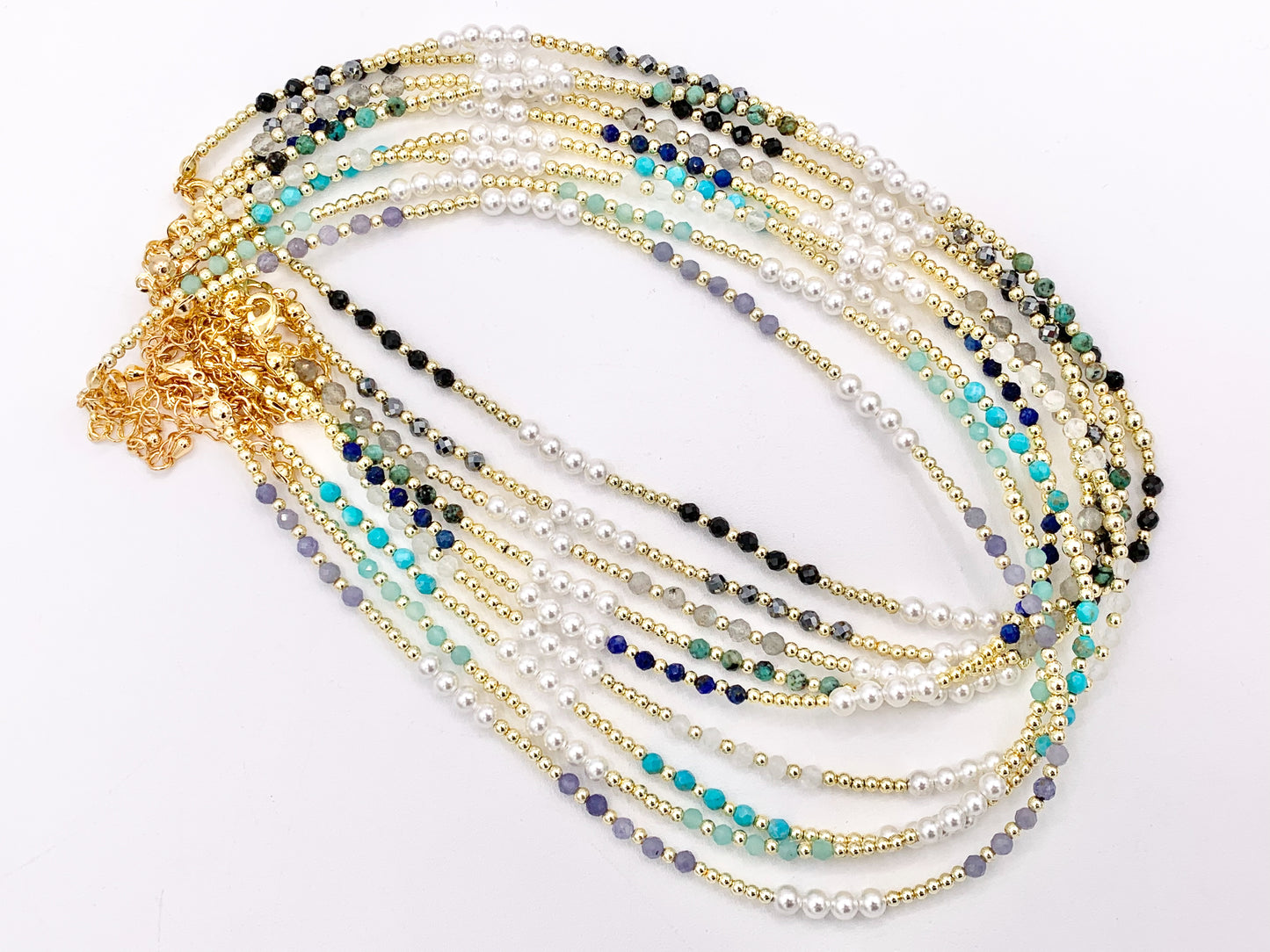 Delicate Assorted Stone Chokers 18K Gold Plated Hematite With Pearls Cute Choker Finished Necklace