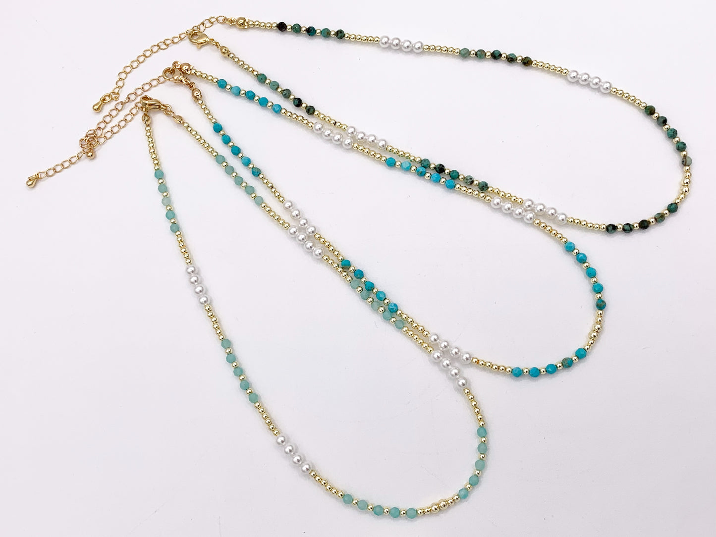 Delicate Assorted Stone Chokers 18K Gold Plated Hematite With Pearls Cute Choker Finished Necklace