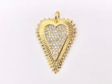 Load image into Gallery viewer, Rhinestone Heart Charm Pendants in CZ Pave 18K Gold Plated Copper 5 PCS
