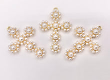Load image into Gallery viewer, Cute Large Pearl Cross Charm in Real Gold 18K Plated Over Brass 6 PCS
