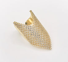 Cargar imagen en el visor de la galería, Chevron V Shaped Bulky Ring in CZ Pave Real Gold 18K Plated Copper Adjustable Ring 3 PCS
