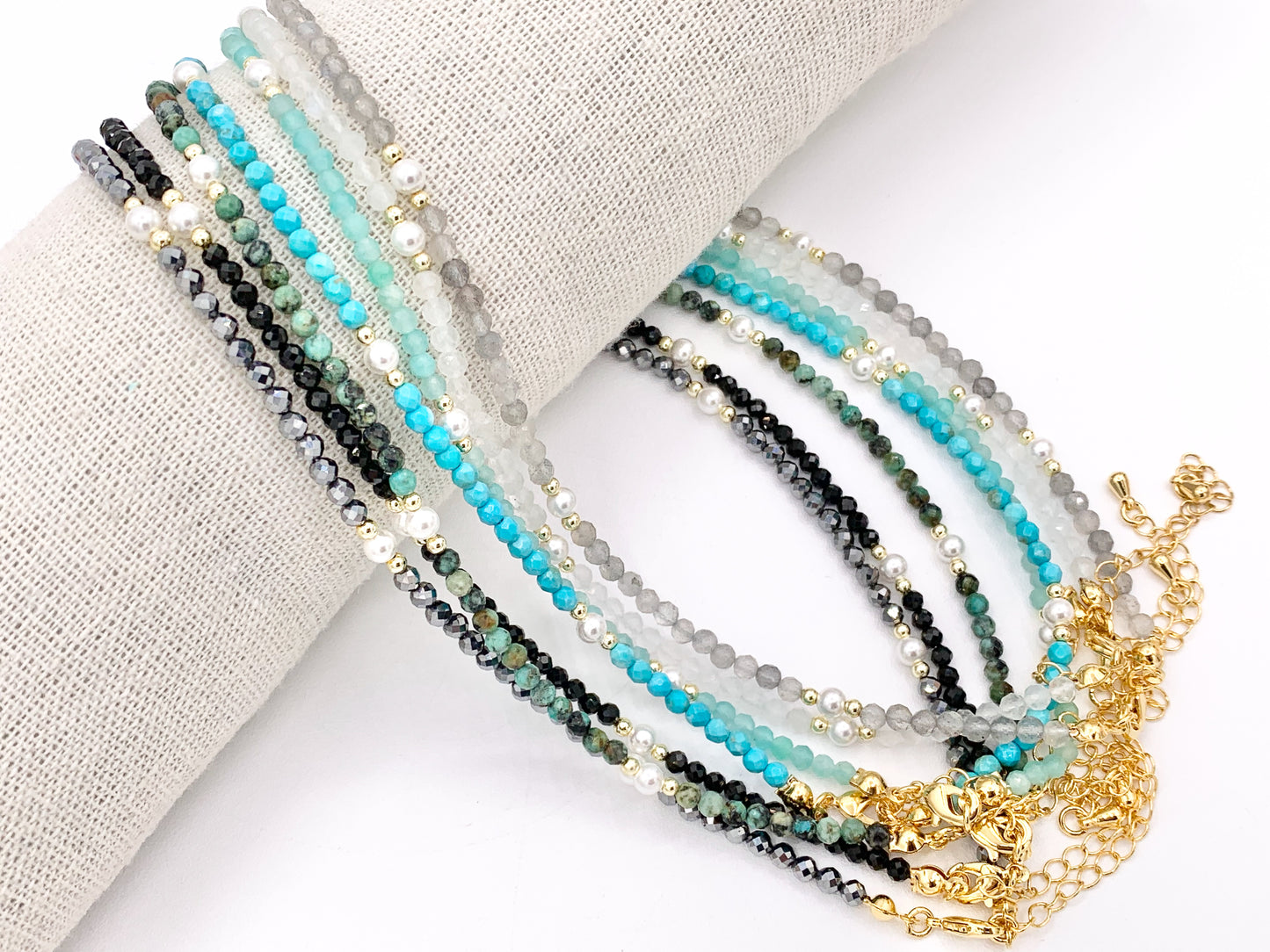 Delicate Assorted Stone Chokers 18K Gold Plated Hematite With Pearls Cute Choker Finished Necklace