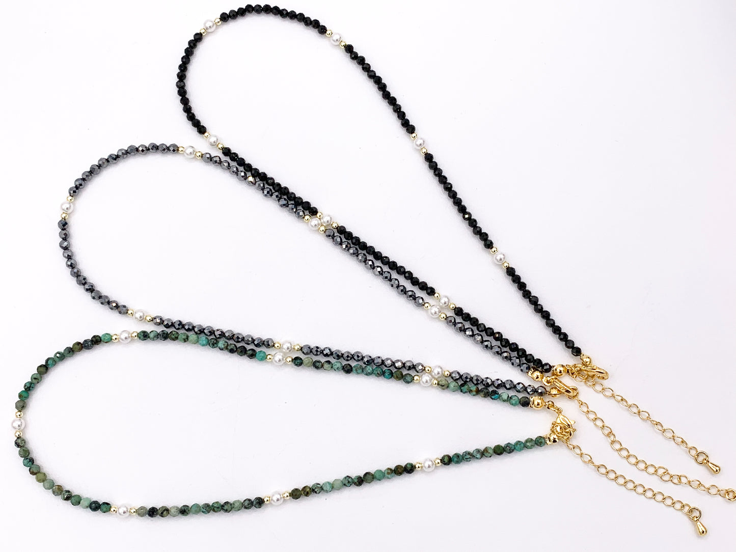 Delicate Assorted Stone Chokers 18K Gold Plated Hematite With Pearls Cute Choker Finished Necklace