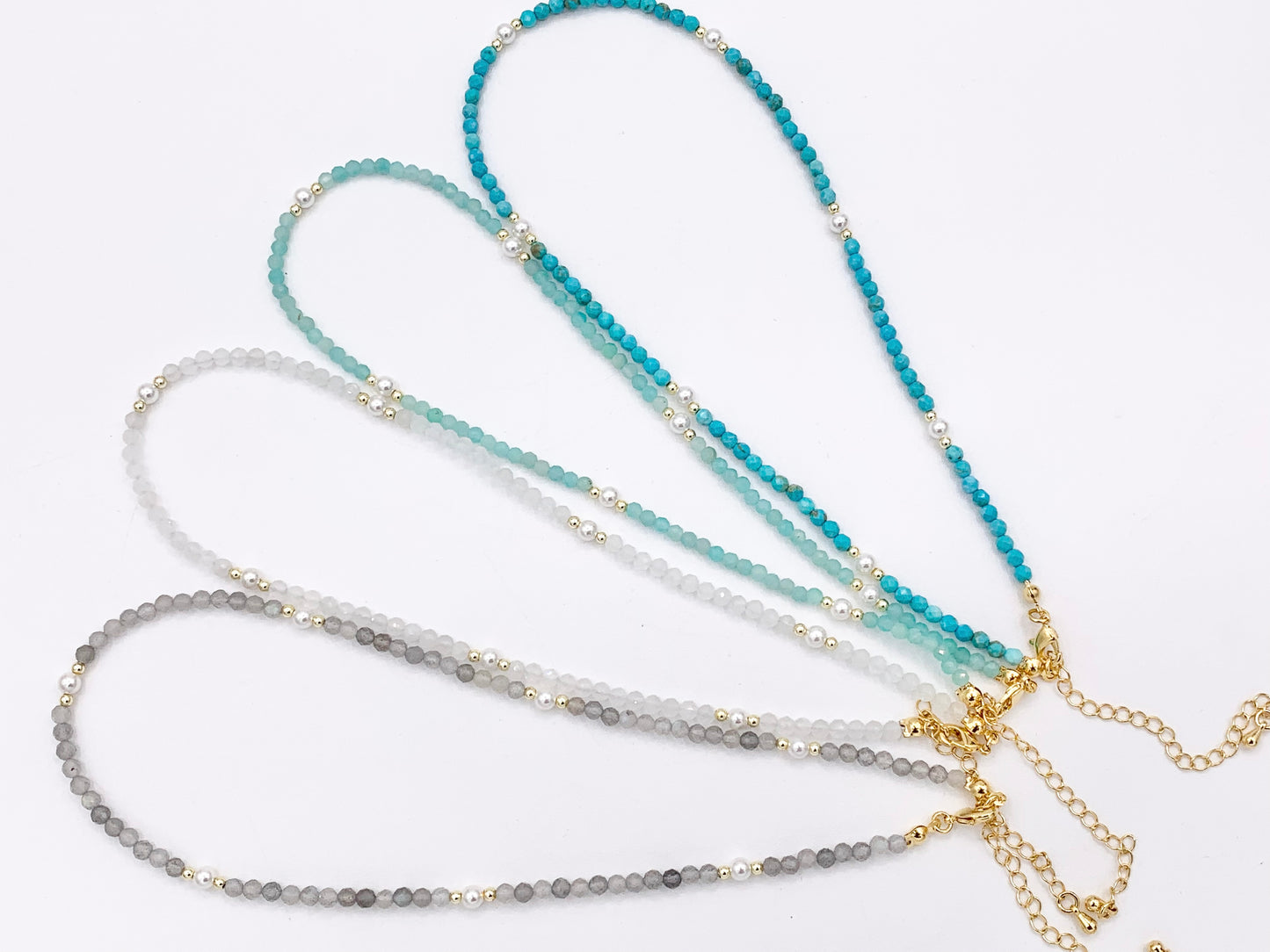 Delicate Assorted Stone Chokers 18K Gold Plated Hematite With Pearls Cute Choker Finished Necklace