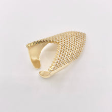 Cargar imagen en el visor de la galería, Chevron V Shaped Bulky Ring in CZ Pave Real Gold 18K Plated Copper Adjustable Ring 3 PCS
