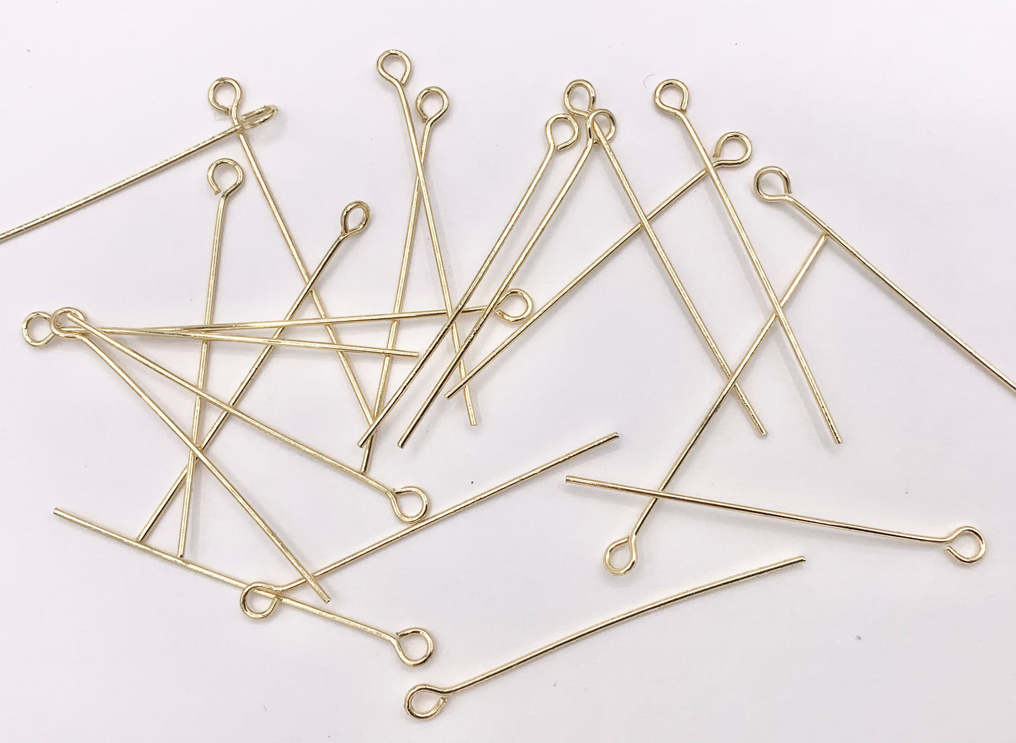 40mm/1.5 inches Gold Plated Eye Pins Beading Headpins with Loop Gauge 22