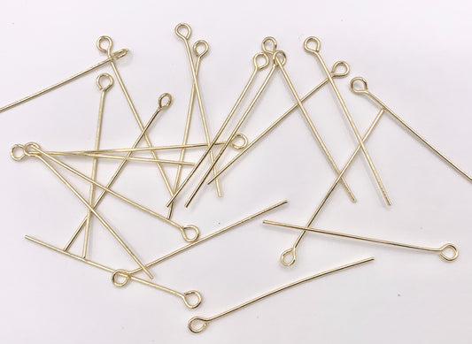40mm/1.5 inches Gold Plated Eye Pins Beading Headpins with Loop Gauge 22