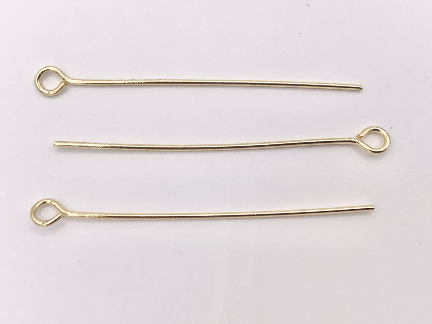 40mm/1.5 inches Gold Plated Eye Pins Beading Headpins with Loop Gauge 22