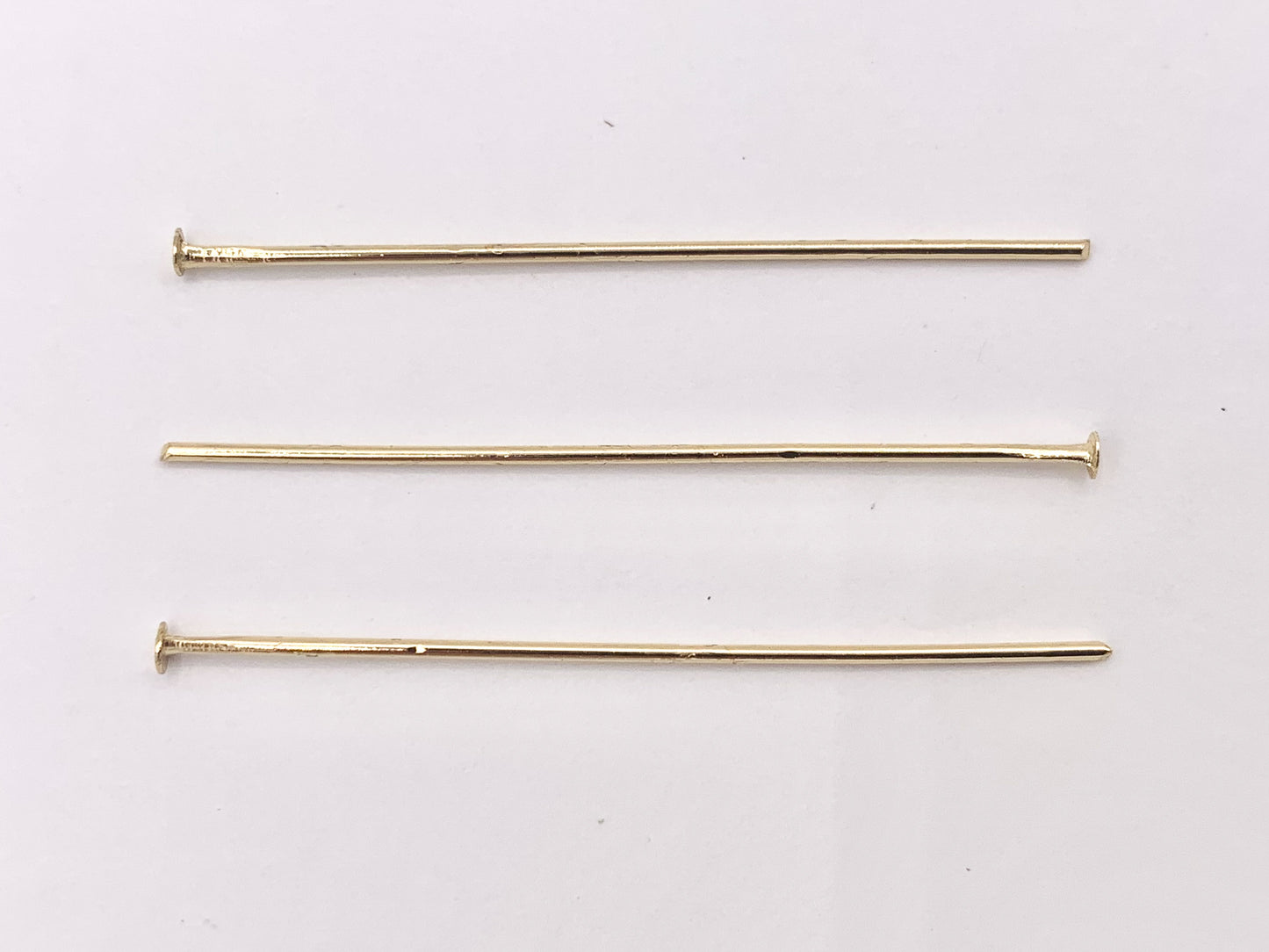 36mm/1.5 inches Gold Plated Flat Head Pins Beading Headpins Gauge 22