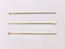 Cargar imagen en el visor de la galería, 36mm/1.5 inches Gold Plated Flat Head Pins Beading Headpins Gauge 22
