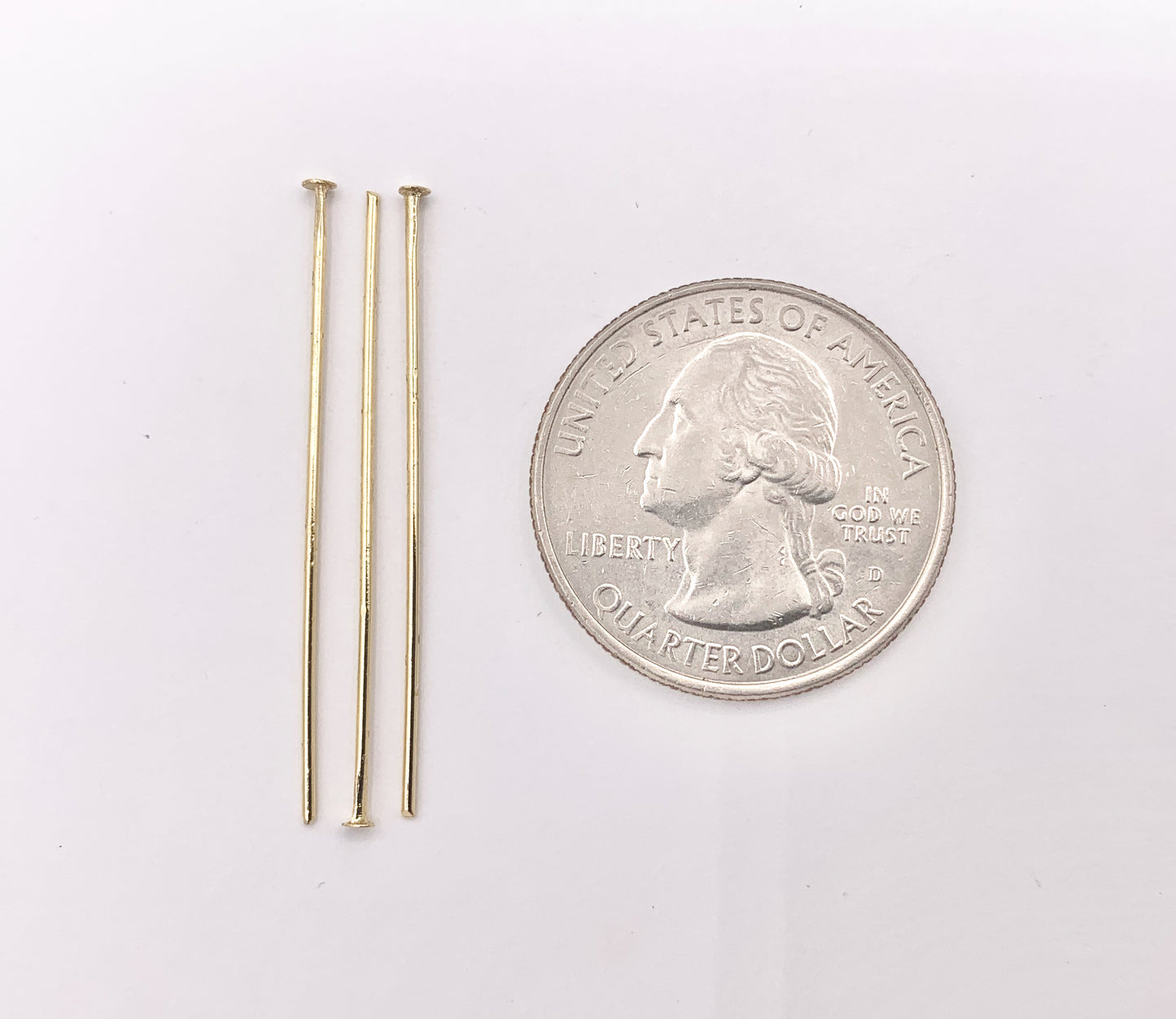 36mm/1.5 inches Gold Plated Flat Head Pins Beading Headpins Gauge 22