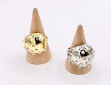 Load image into Gallery viewer, Chunky Drop Bypass Ring With CZ and Pearls in 18K Gold And Platinum Plated Brass 4PCS
