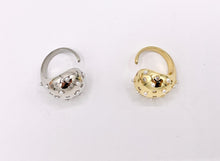 Load image into Gallery viewer, Chunky Drop Bypass Ring With CZ and Pearls in 18K Gold And Platinum Plated Brass 4PCS
