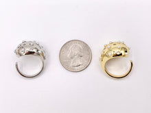 Load image into Gallery viewer, Chunky Drop Bypass Ring With CZ and Pearls in 18K Gold And Platinum Plated Brass 4PCS
