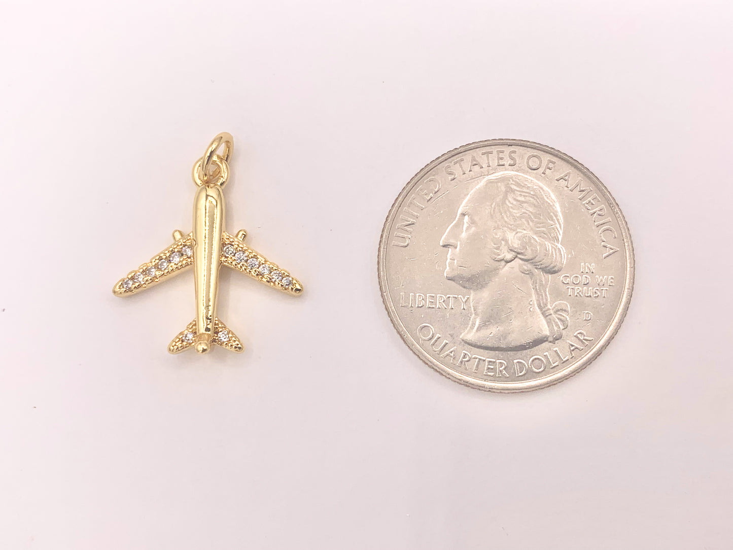 Airplane Charms in CZ Pave 18K Gold Plated Over Copper 10 PCS