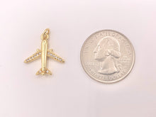 Cargar imagen en el visor de la galería, Airplane Charms in CZ Pave 18K Gold Plated Over Copper 10 PCS
