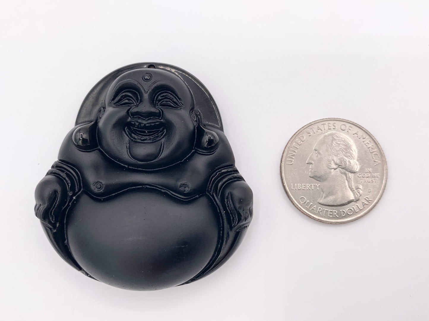 The Seated Laughing Buddha Natural Black Obsidian Pendants Beautiful Hand Carved Buddhism Stone Pendant Sold By Piece