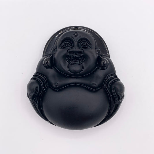 The Seated Laughing Buddha Natural Black Obsidian Pendants Beautiful Hand Carved Buddhism Stone Pendant Sold By Piece