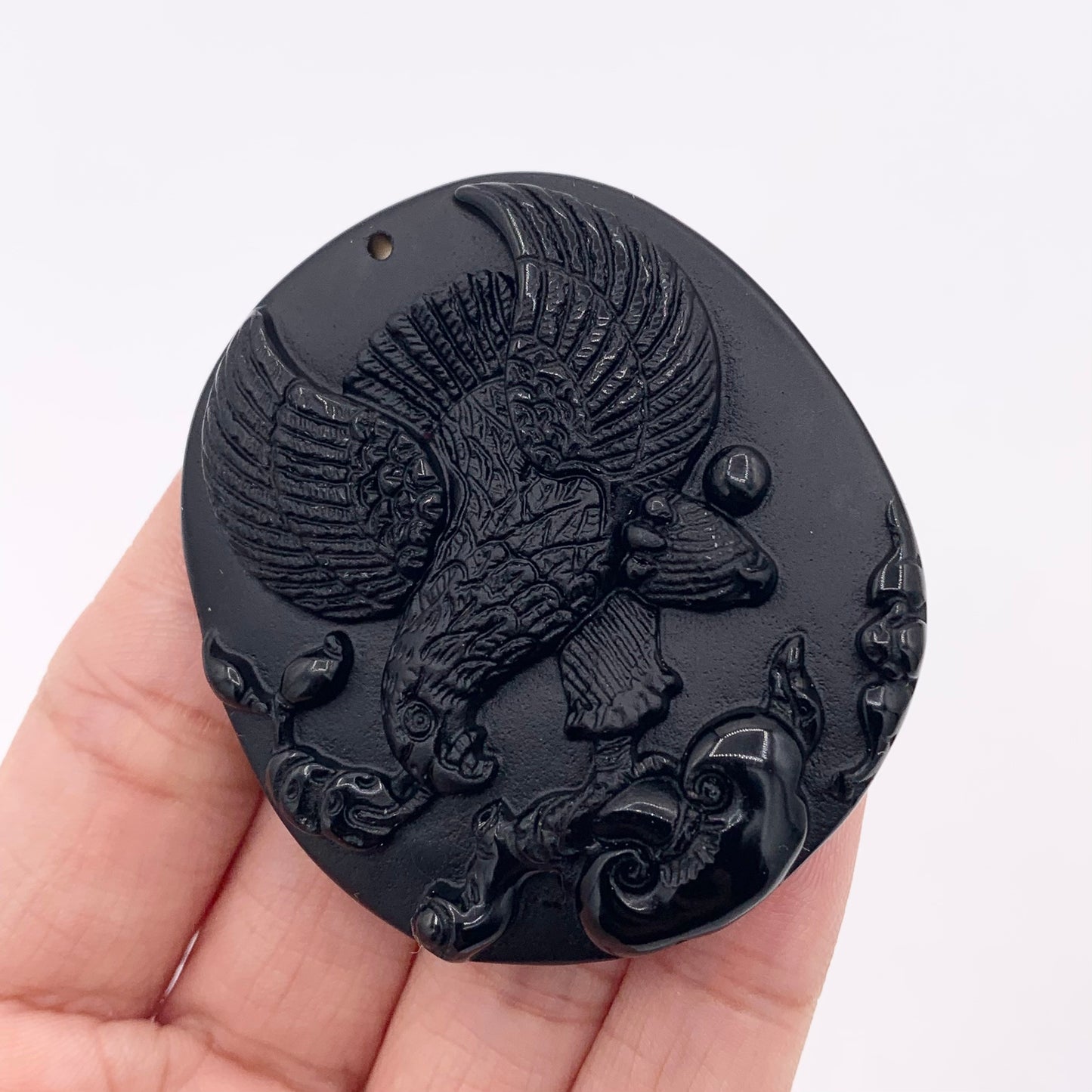 Natural Black Obsidian Eagle Pendants Beautiful Hand Carved Stone Pendant Sold By Piece