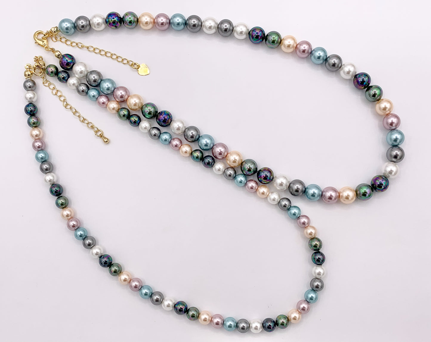Delicate Dainty Minimalist Colorful Crystal Pearl Finished Necklace with Gold Plated Copper Findings 16" + 2" Extension 1 PC