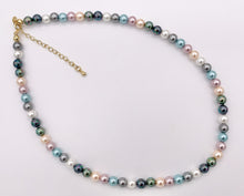 Cargar imagen en el visor de la galería, Delicate Dainty Minimalist Colorful Crystal Pearl Finished Necklace with Gold Plated Copper Findings 16&quot; + 2&quot; Extension 1 PC
