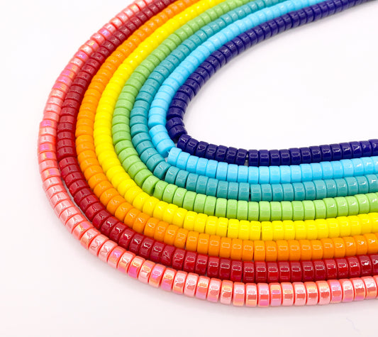 3x6mm Heishi Shiny Colorful Glass Beads For Jewelry Making Around 14-15" Price 1 Strand