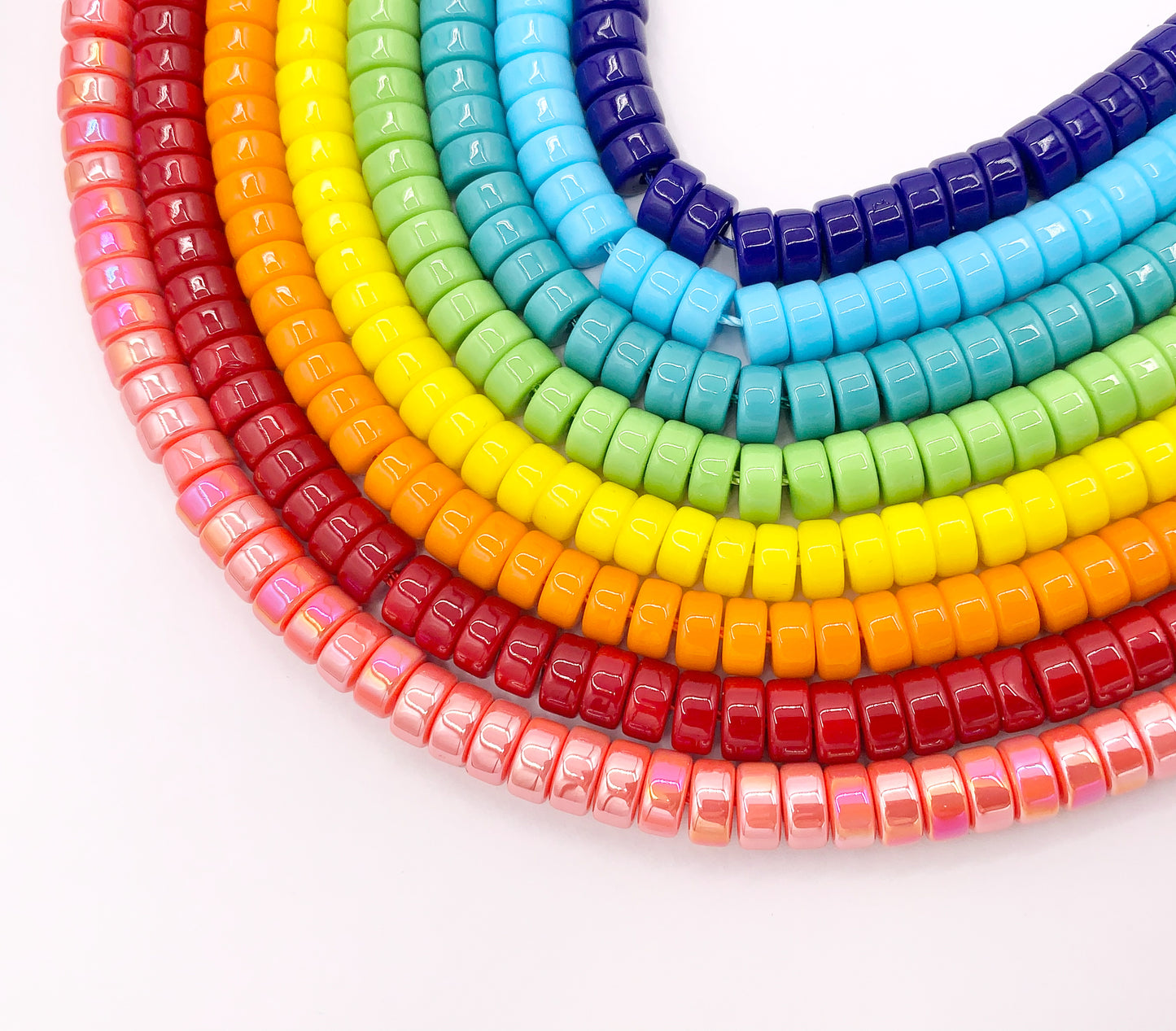 3x6mm Heishi Shiny Colorful Glass Beads For Jewelry Making Around 14-15" Price 1 Strand
